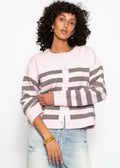 Cardigan rayé avec empiècement - rose