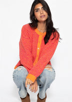 Cardigan rayé - orange
