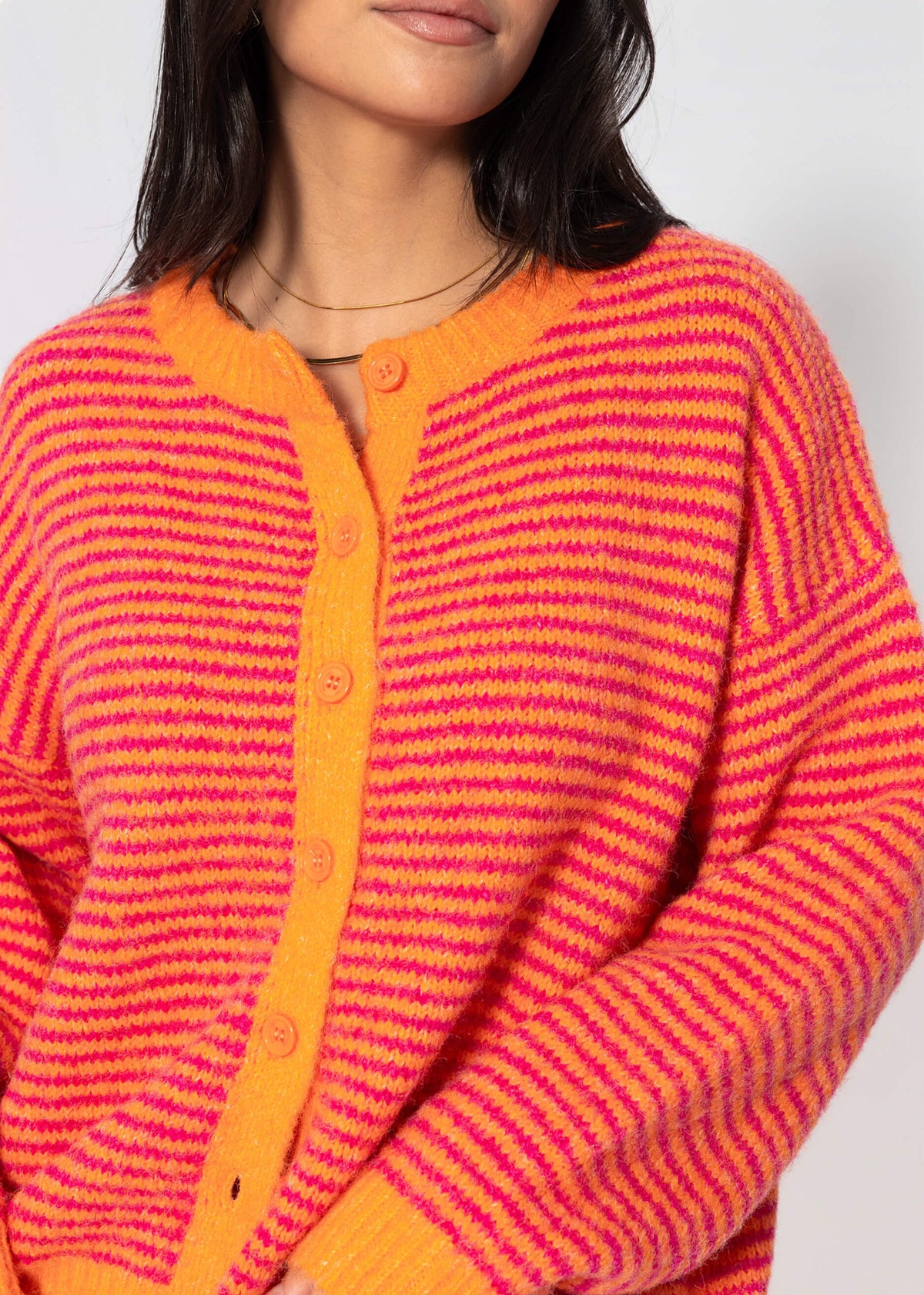 Cardigan rayé - orange