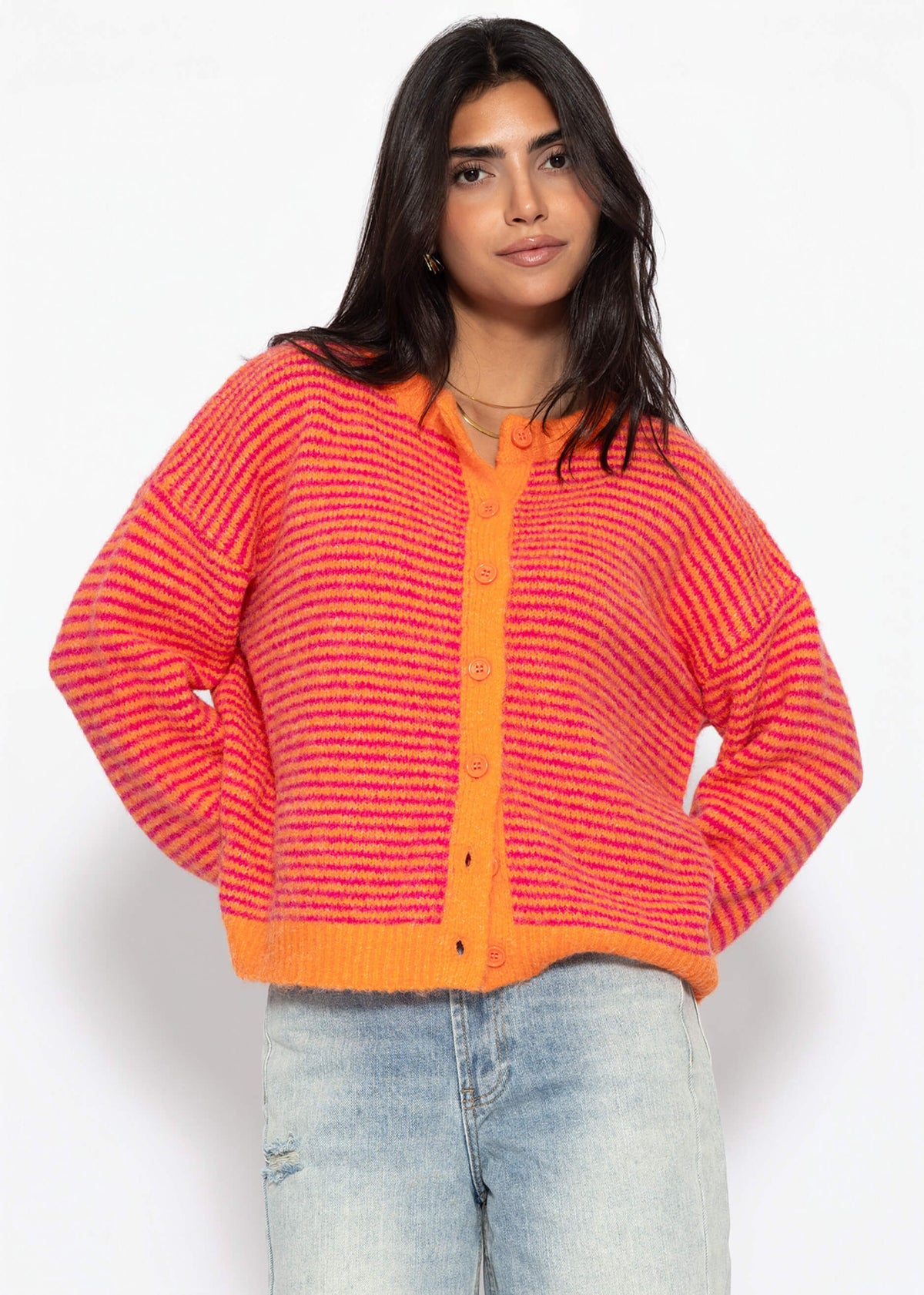 Cardigan rayé - orange