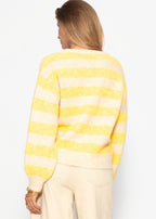 Pull rayé avec bordure - jaune-beige