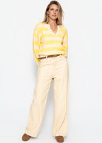 Pull rayé avec bordure - jaune-beige