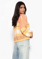 Pull rayé avec motif en dentelle - jaune