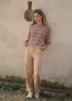 Chemise en tricot oversize rayée - rose