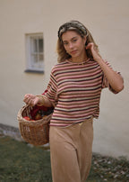 Chemise en tricot oversize rayée - rose