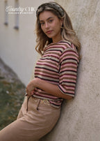 Chemise en tricot oversize rayée - rose