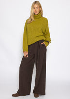 Pull en maille épaisse avec col roulé - vert olive
