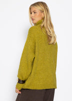 Pull en maille épaisse avec col roulé - vert olive