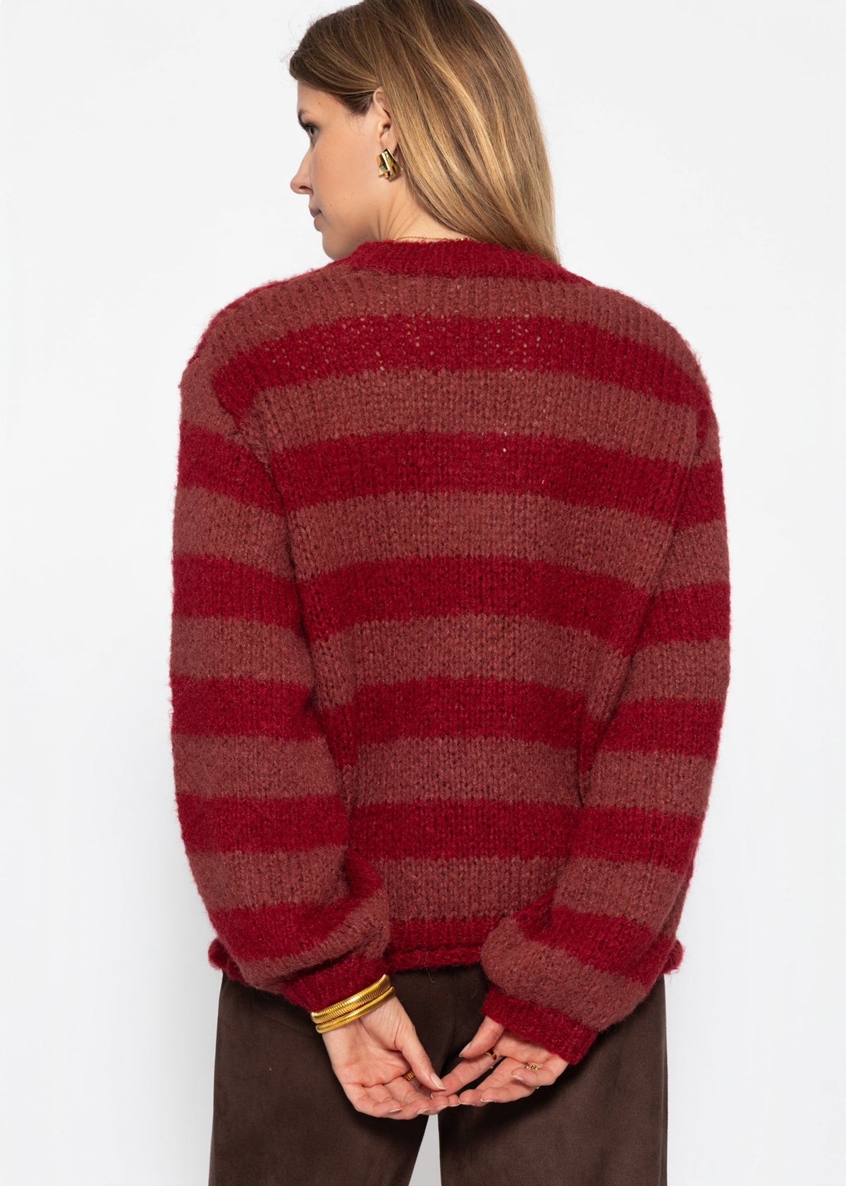 Pull en grosse maille - mauve-rouge