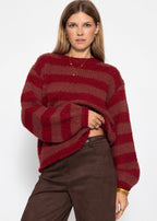 Pull en grosse maille - mauve-rouge