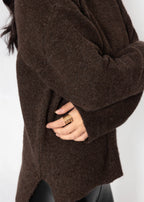Pull classique à col rond - marron foncé