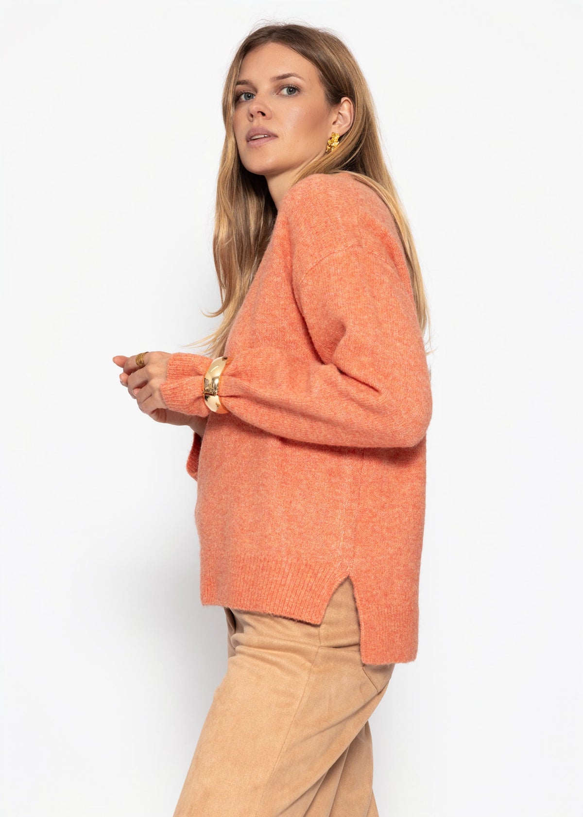 Pull classique à col rond - terracotta