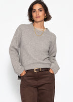 Pull classique à col rond - taupe