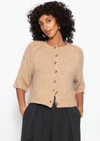 Cardigan à manches courtes avec coutures apparentes - beige