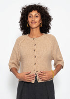 Cardigan à manches courtes avec coutures apparentes - beige