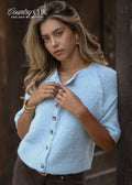 Cardigan à manches courtes avec coutures extérieures - bleu clair