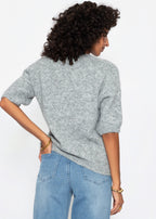 Pull en tricot à manches courtes avec décolleté en V - gris clair