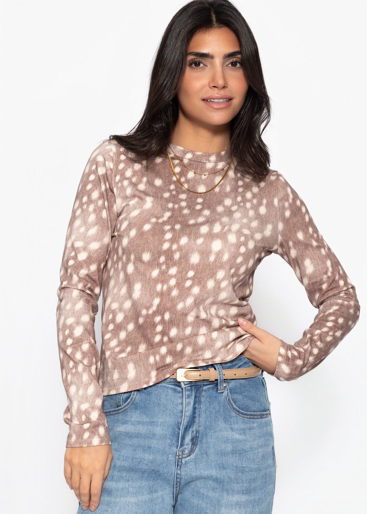 T-shirt à manches longues avec imprimé Bambi - taupe