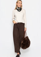 T-shirt à manches longues avec manches chauve-souris - beige