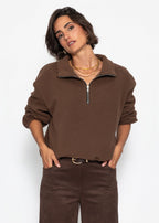 Sweat à capuche en polaire oversize avec fermeture éclair - marron