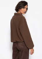 Sweat à capuche en polaire oversize avec fermeture éclair - marron