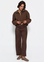 Sweat à capuche en polaire oversize avec fermeture éclair - marron