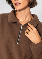 Sweat à capuche en polaire oversize avec fermeture éclair - marron
