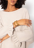 Pull oversize avec décolleté bateau - beige