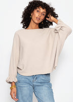 Pull oversize avec décolleté bateau - beige