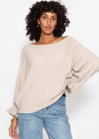 Pull oversize avec décolleté bateau - beige