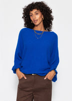 Pull oversize avec décolleté bateau - bleu cobalt