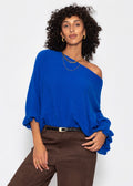 Pull oversize avec décolleté bateau - bleu cobalt