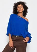 Pull oversize avec décolleté bateau - bleu cobalt