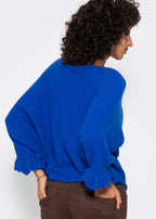 Pull oversize avec décolleté bateau - bleu cobalt