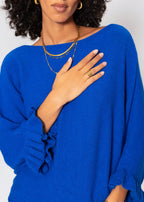 Pull oversize avec décolleté bateau - bleu cobalt
