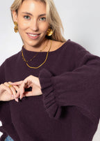 Pull oversized avec décolleté bateau - prune