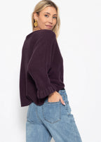 Pull oversized avec décolleté bateau - prune