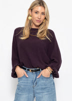 Pull oversized avec décolleté bateau - prune
