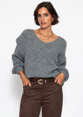 Pull oversize avec décolleté en V - gris foncé