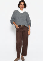 Pull oversize avec décolleté en V - gris foncé