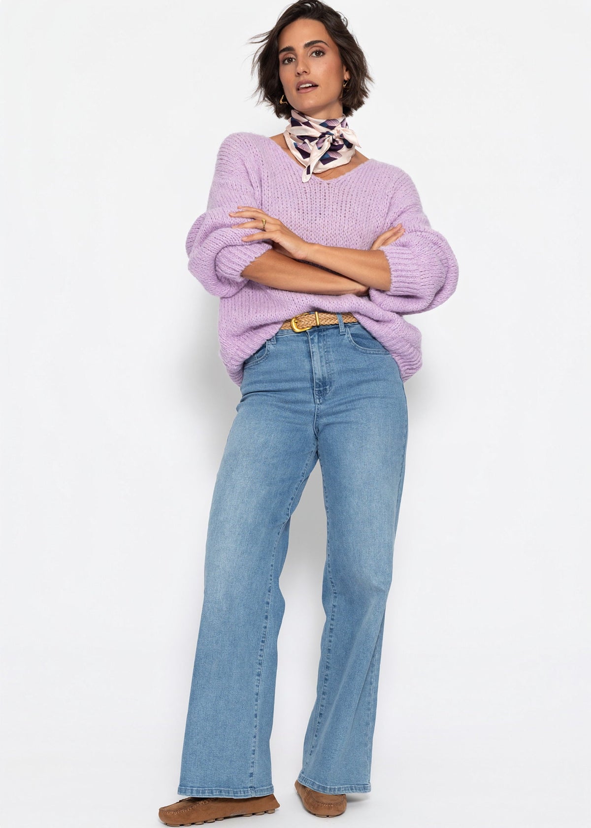 Pull oversize avec décolleté en V - lavande