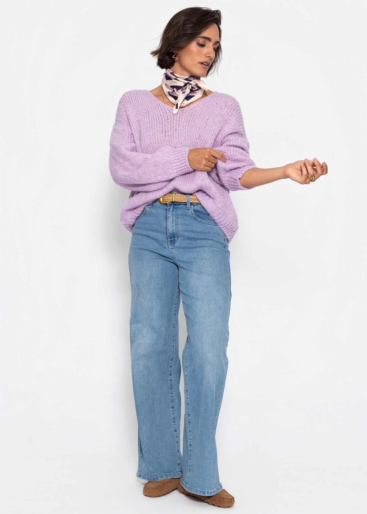 Pull oversize avec décolleté en V - lavande