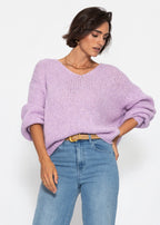 Pull oversize avec décolleté en V - lavande