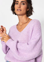 Pull oversize avec décolleté en V - lavande