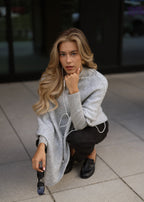 Poncho avec pourcentage de laine - gris