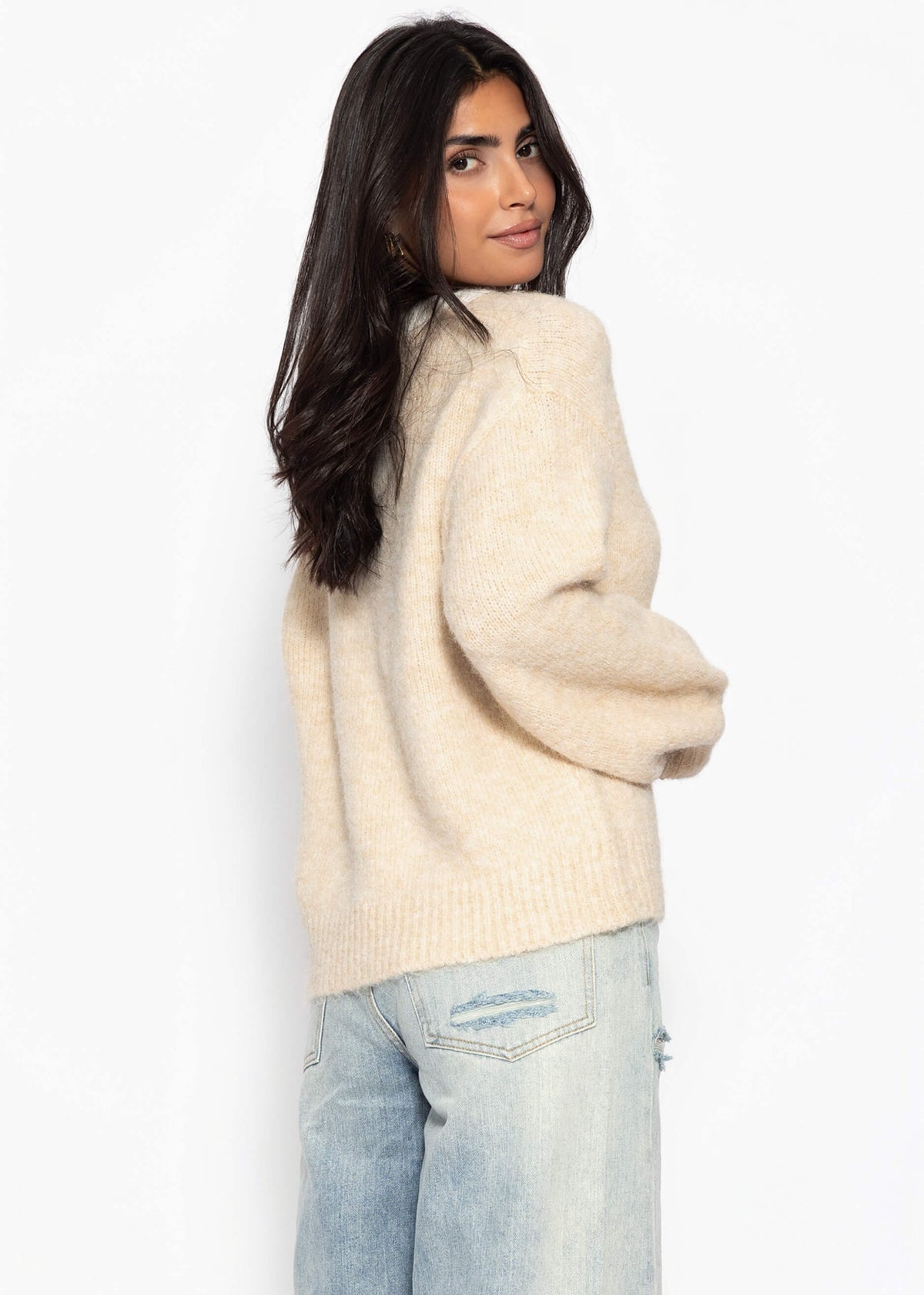 Pull avec bord - beige