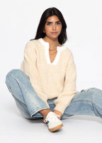 Pull avec bord - beige