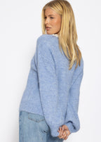 Pull avec bordure - bleu jean