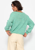 Pull à col en V - vert clair