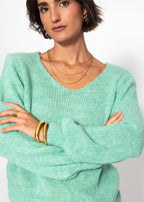 Pull à col en V - vert clair